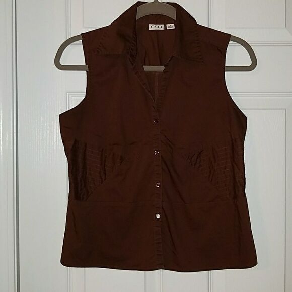 Cato Brown button down blouse Sz. S - Picture 1 of 4